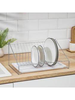 Сушилка для посуды с поддоном, 38×17,5×23,5 см, цвет хром