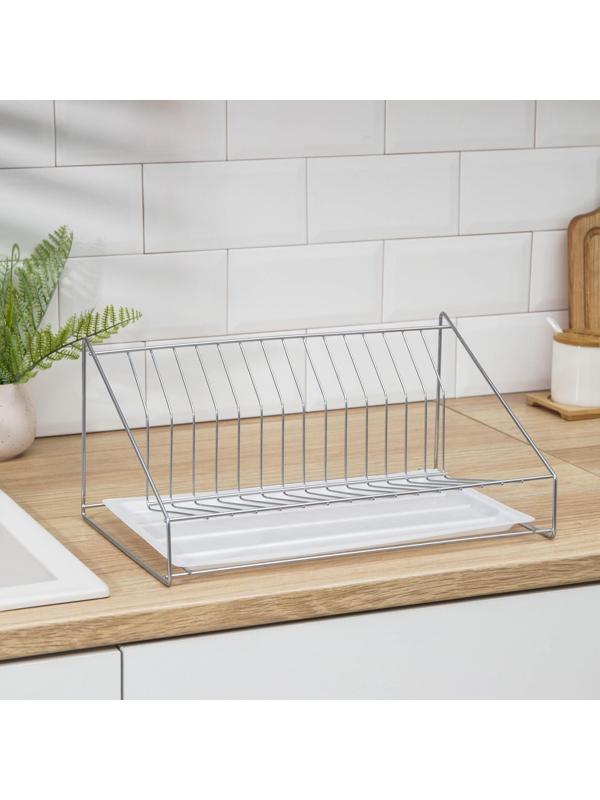 Сушилка для посуды с поддоном, 38×17,5×23,5 см, цвет хром