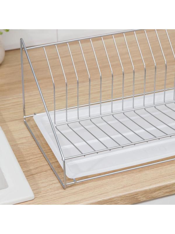 Сушилка для посуды с поддоном, 38×17,5×23,5 см, цвет хром
