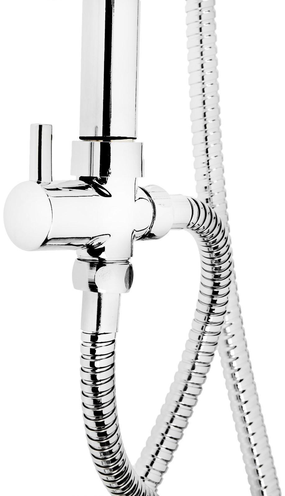 Душевая система ZEIN Z1004, тропическая и ручная лейка, шланги, стойка, мыльница, хром