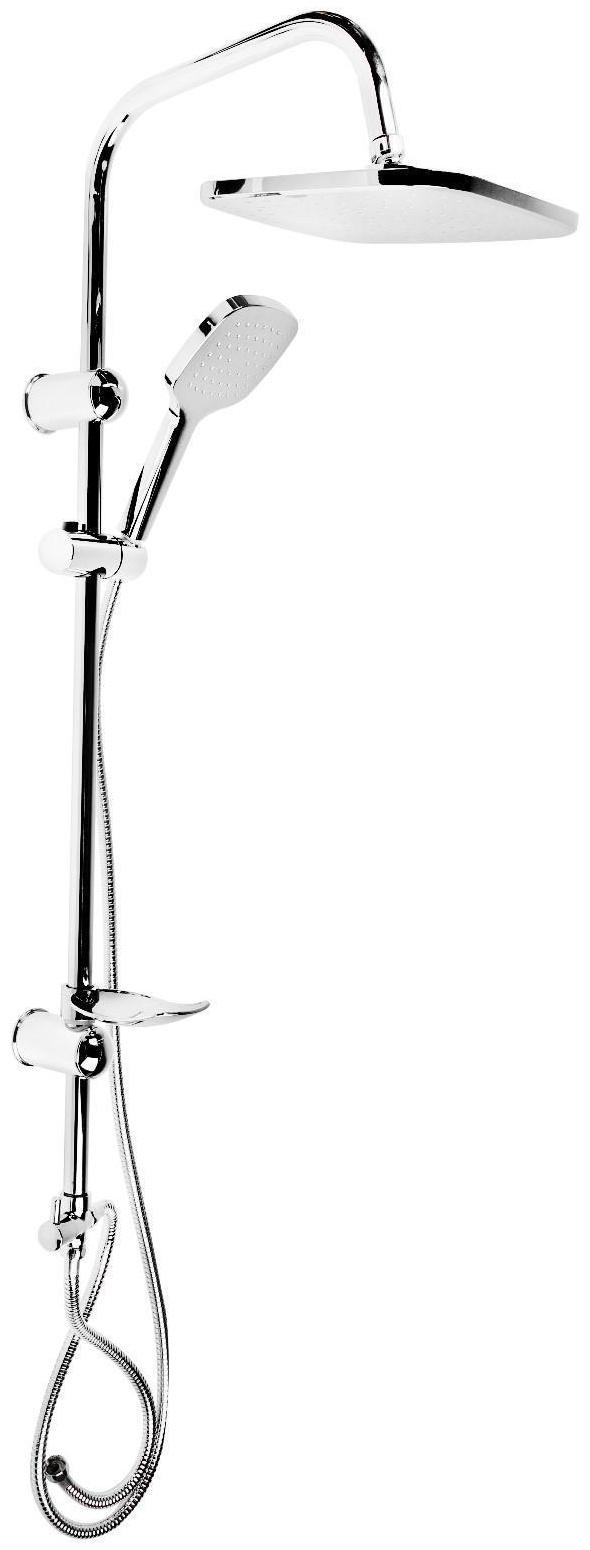 Душевая система ZEIN Z1004, тропическая и ручная лейка, шланги, стойка, мыльница, хром