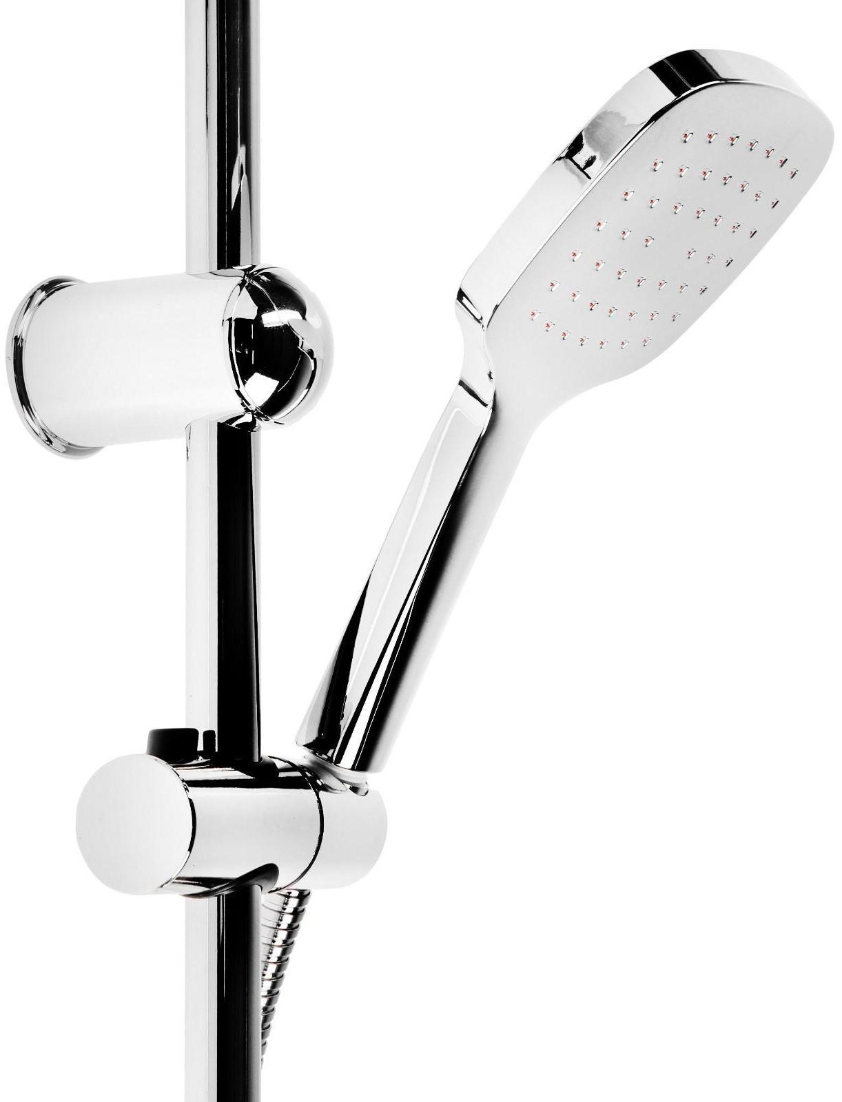 Душевая система ZEIN Z1004, тропическая и ручная лейка, шланги, стойка, мыльница, хром