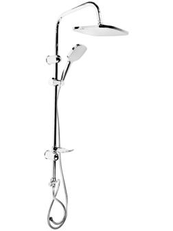 Душевая система ZEIN Z1004, тропическая и ручная лейка, шланги, стойка, мыльница, хром