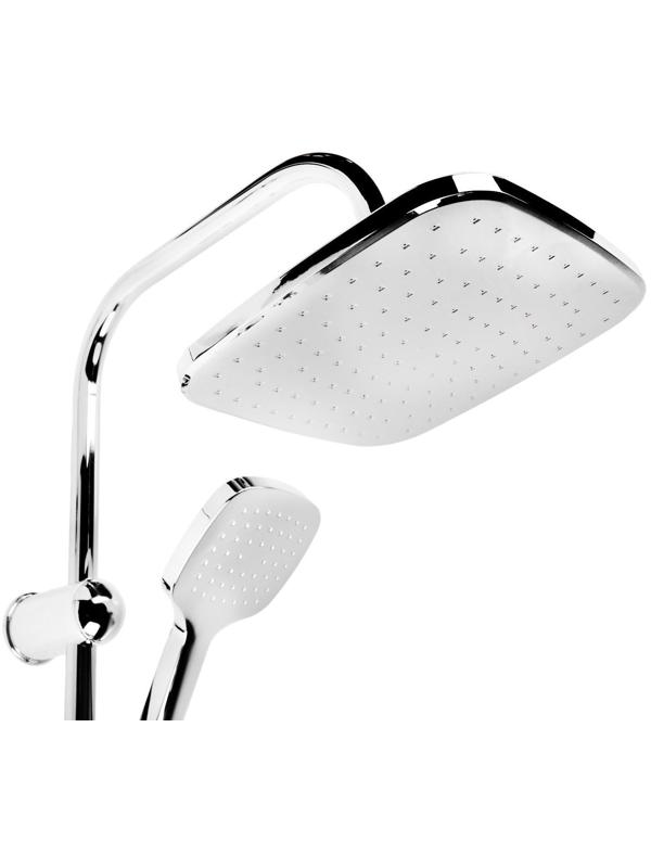 Душевая система ZEIN Z1004, тропическая и ручная лейка, шланги, стойка, мыльница, хром