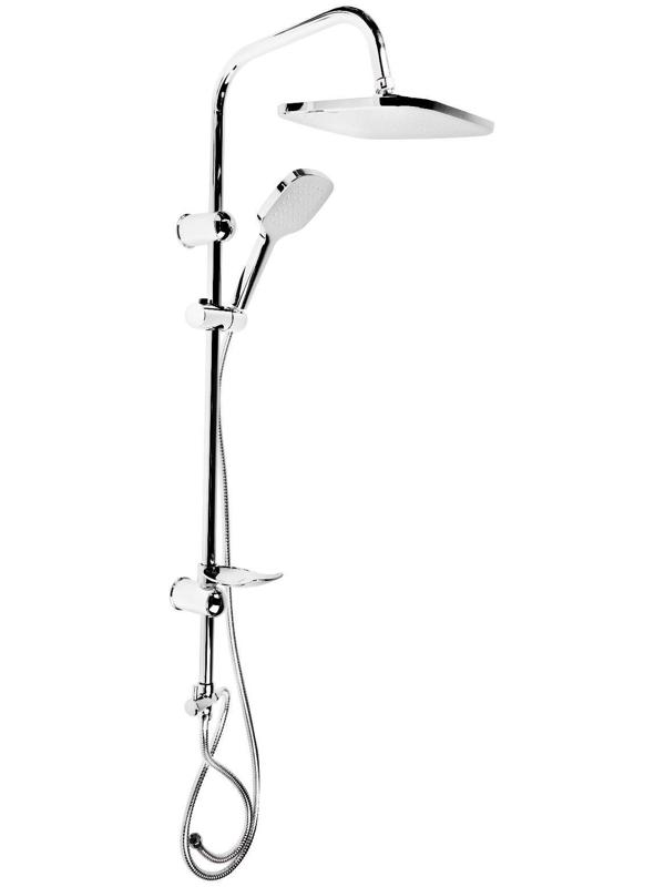 Душевая система ZEIN Z1004, тропическая и ручная лейка, шланги, стойка, мыльница, хром
