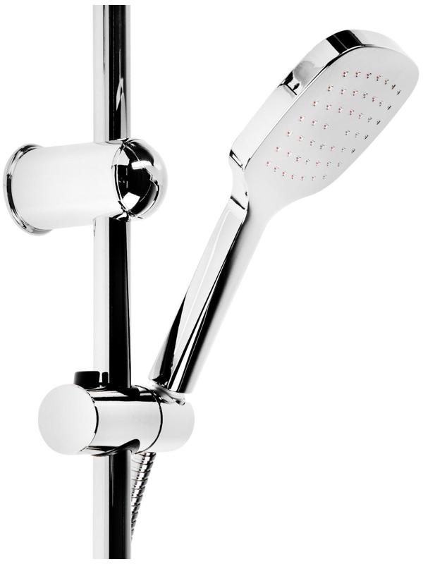 Душевая система ZEIN Z1004, тропическая и ручная лейка, шланги, стойка, мыльница, хром