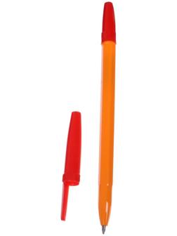 Ручка шариковая 0,7 мм, стержень красный, корпус оранжевый с красным колпачком