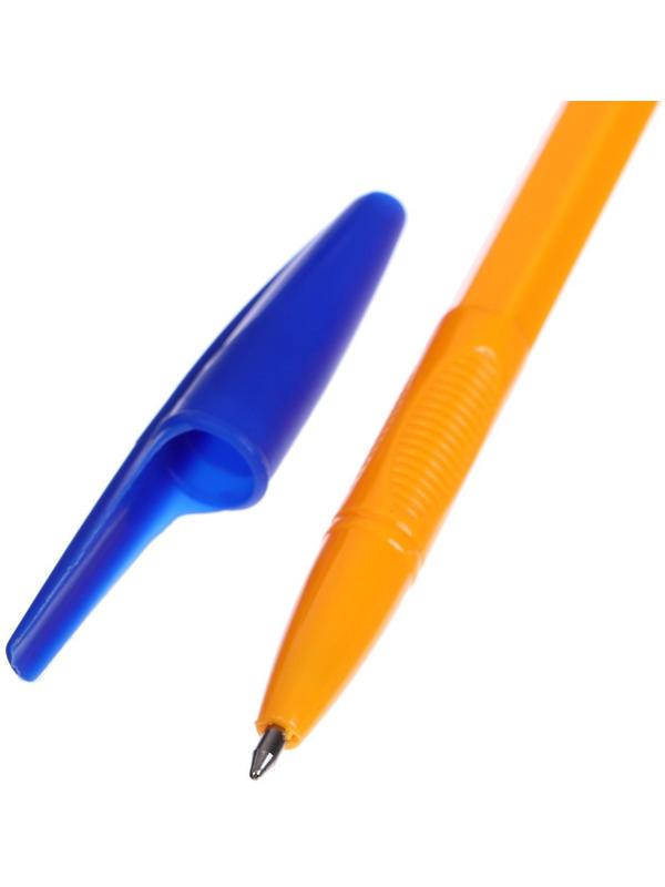 Ручка шариковая 0,7 мм, стержень синий, корпус оранжевый с синим колпачком