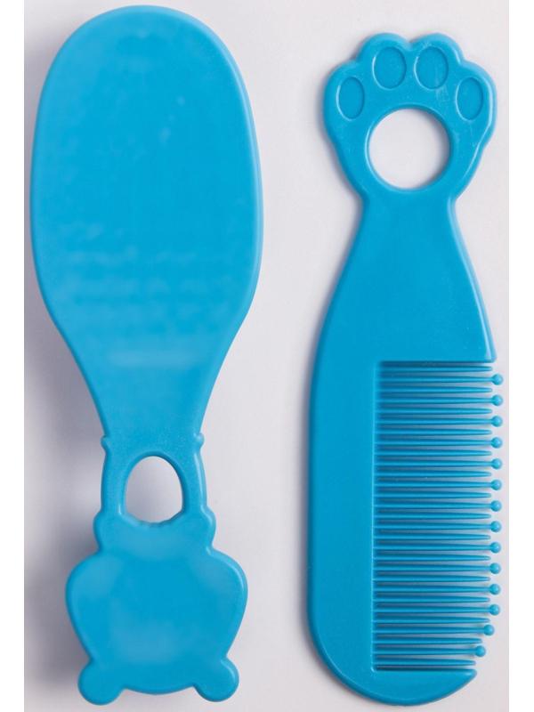 Набор для ухода за волосами: расческа и щетка, «Мишка», цвет голубой