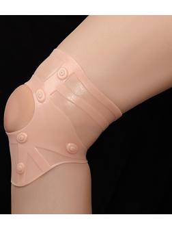 Силиконовый бандаж для коленного сустава, с магнитами, цвет бежевый