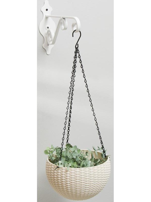 Кронштейн для кашпо, кованый, 25 см, металл, белый