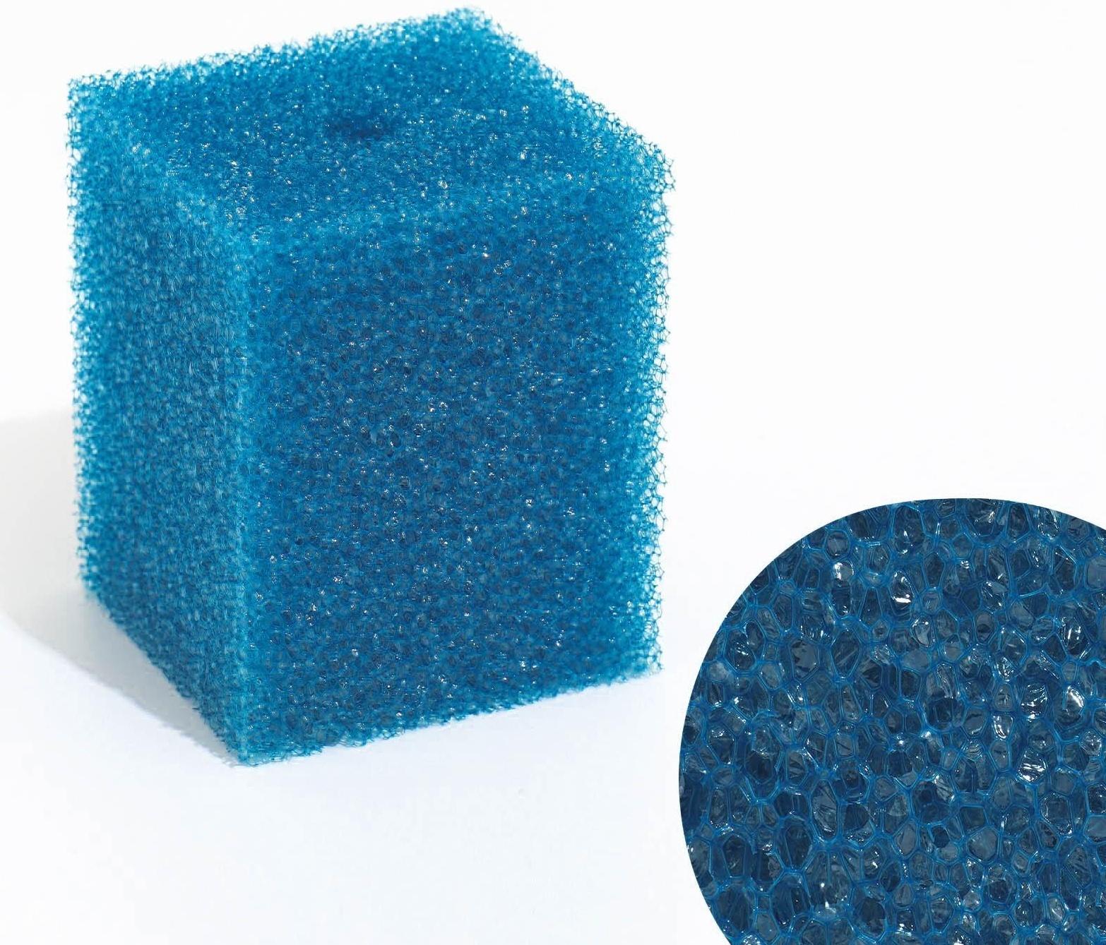 Губка прямоугольная для фильтра № 7, крупнопористая, 8 х 8 х 10 см, синяя