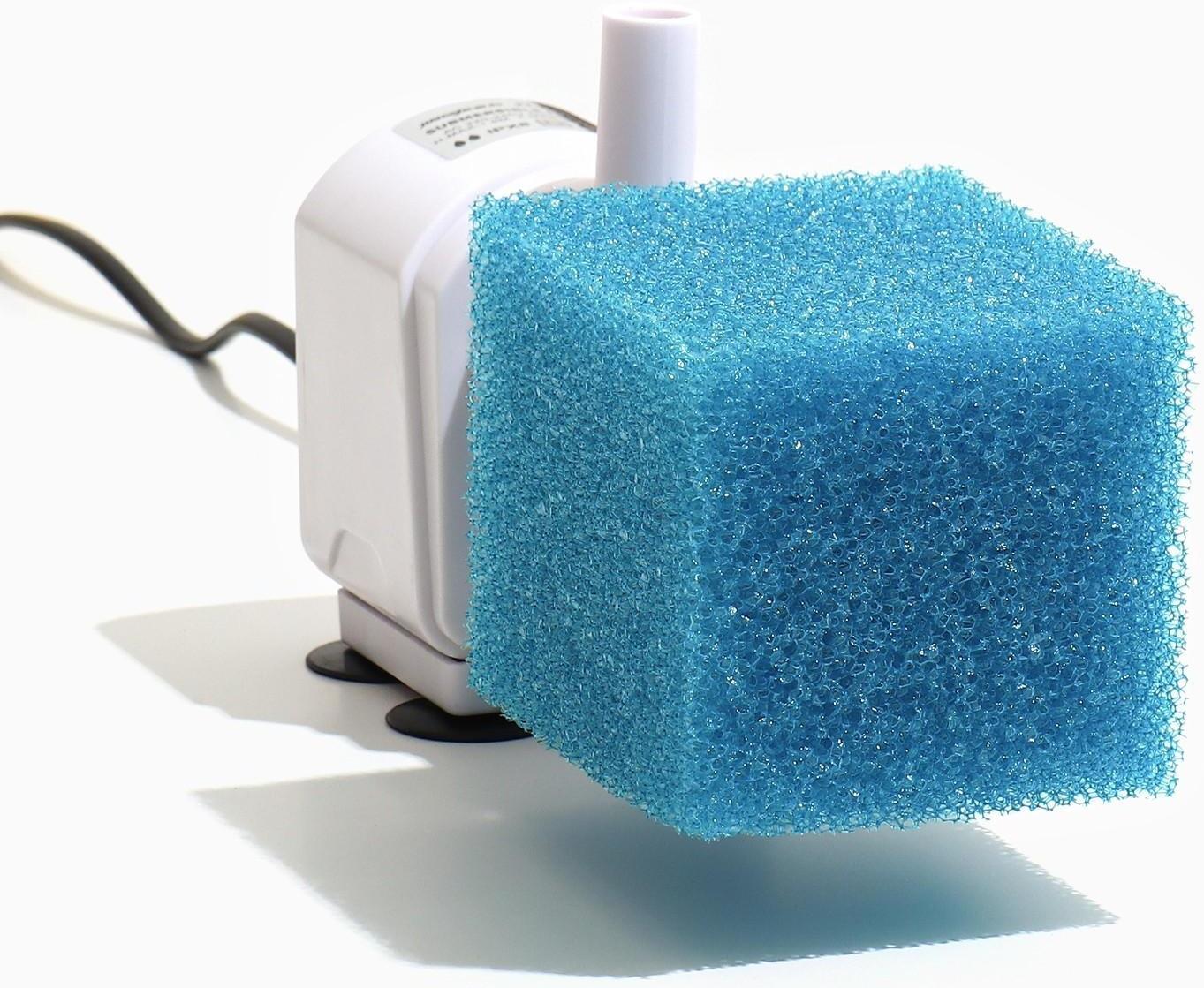 Губка прямоугольная для фильтра № 7, крупнопористая, 8 х 8 х 10 см, синяя