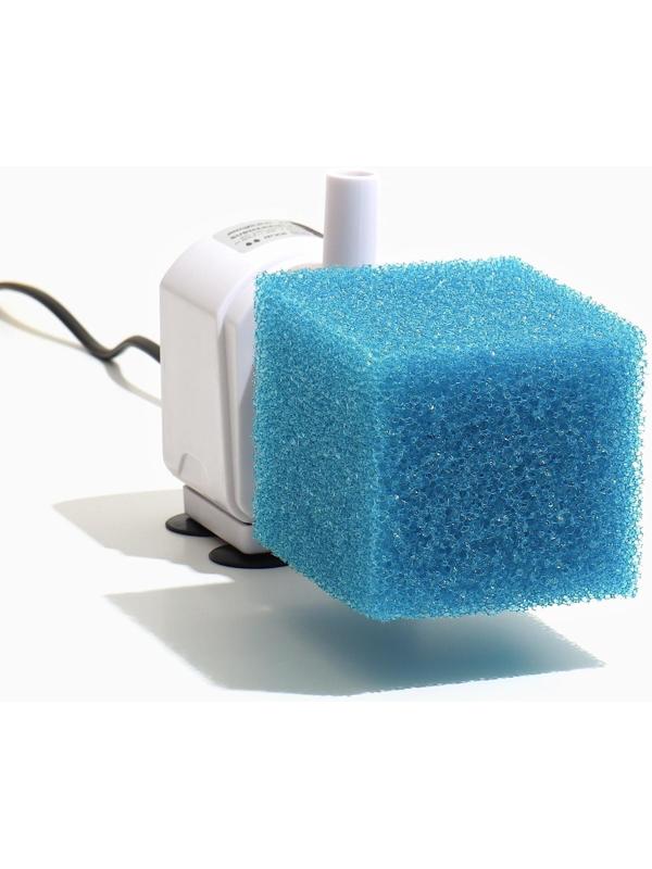 Губка прямоугольная для фильтра № 7, крупнопористая, 8 х 8 х 10 см, синяя