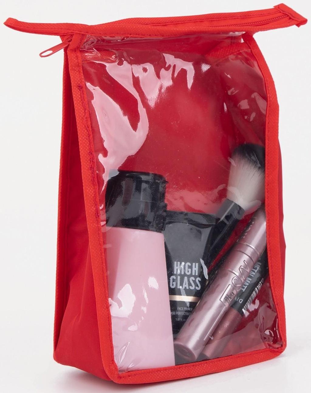 Косметичка на молнии, цвет красный