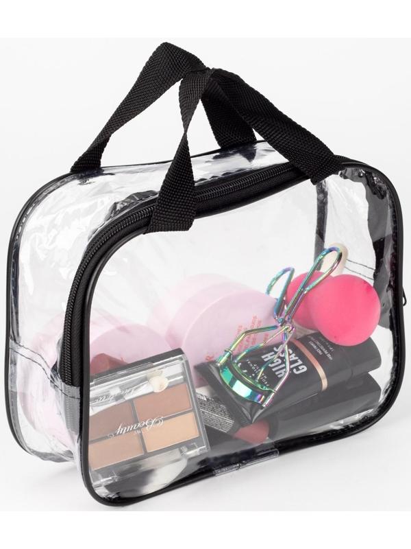 Косметичка на молнии, цвет прозрачный/чёрный