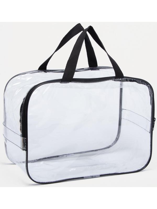 Косметичка на молнии, цвет прозрачный/чёрный