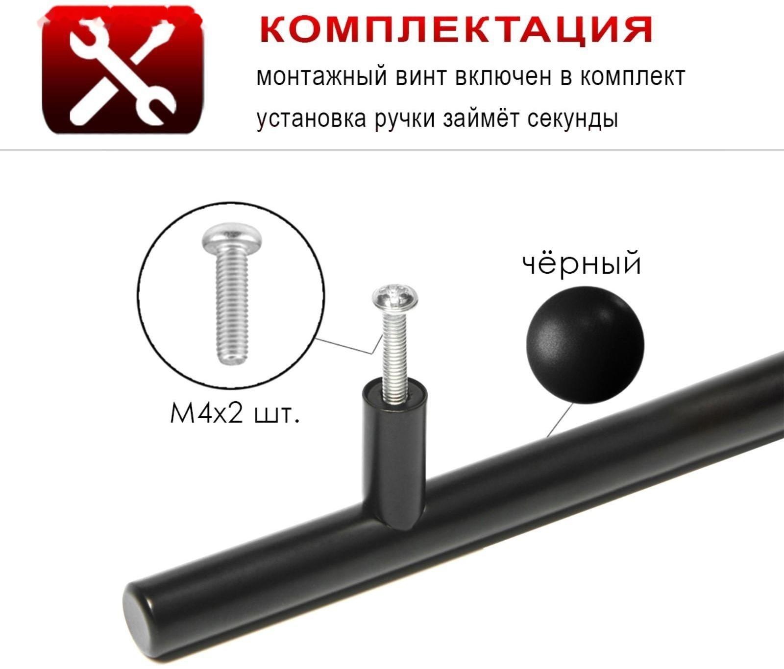 Ручка-рейлинг ТУНДРА, пластик, d=12 мм, м/о 96 мм, цвет черный