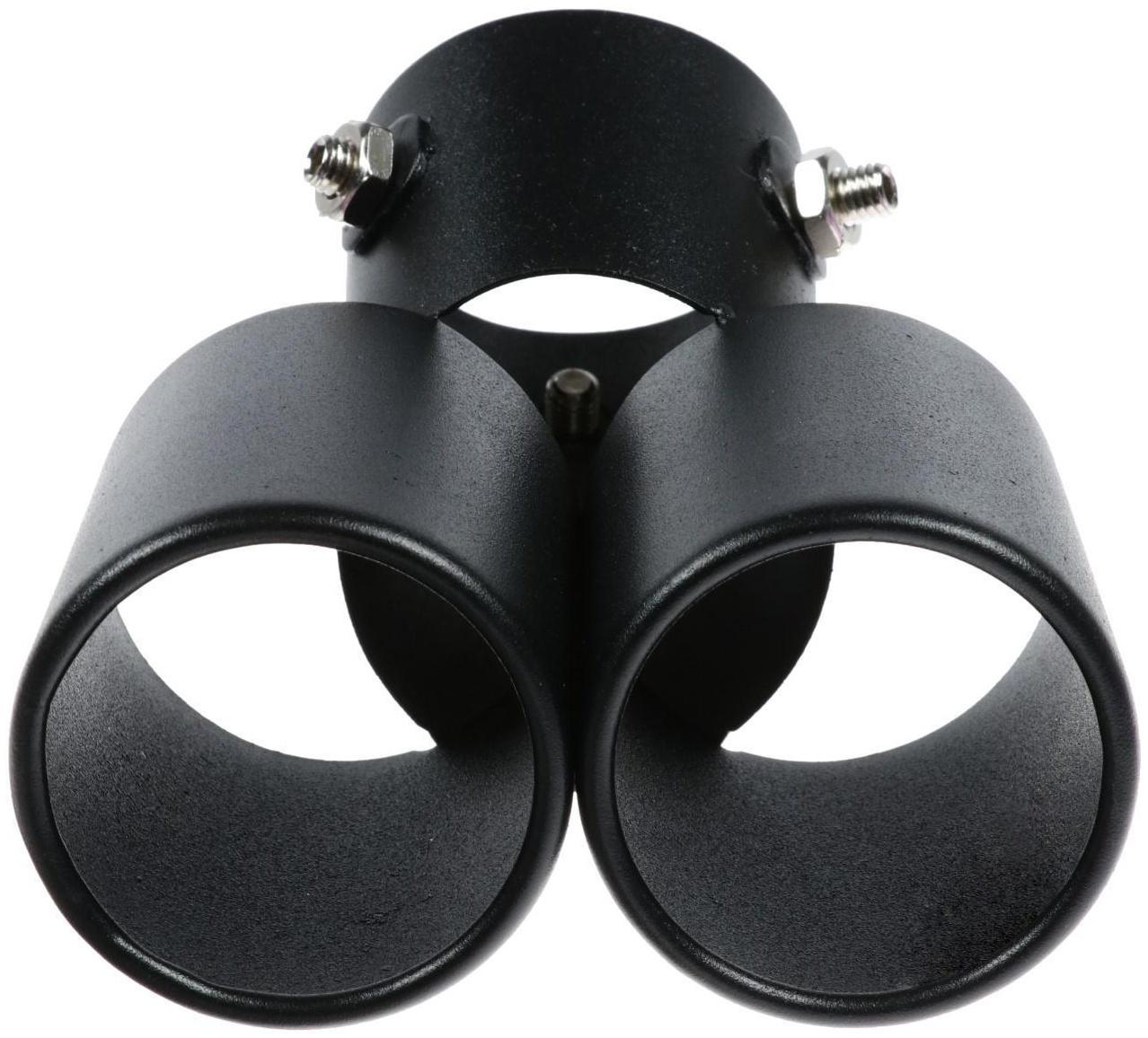 Насадка на глушитель двойная 15×12.5 см, посадочный 61 мм, черный мат