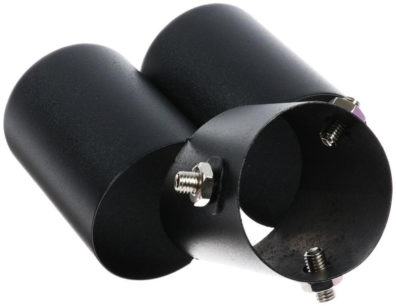 Насадка на глушитель двойная 15×12.5 см, посадочный 61 мм, черный мат