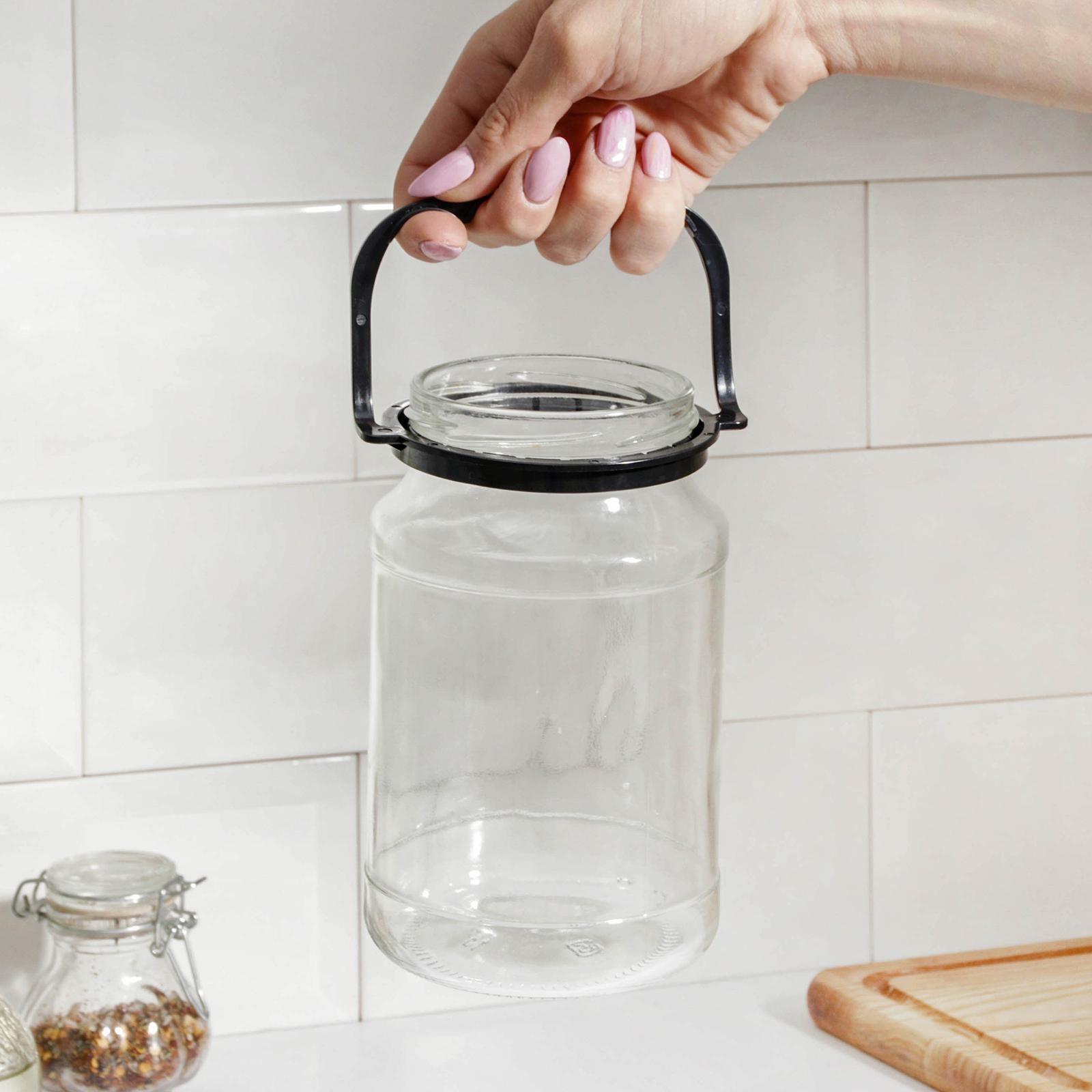 Ручка для стеклянных банок, d = 82 мм, цвет черный