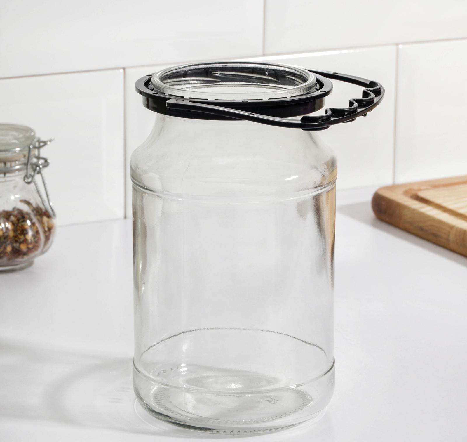 Ручка для стеклянных банок, d = 82 мм, цвет черный