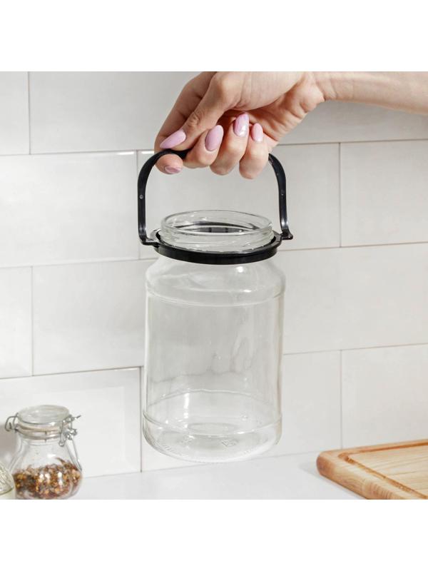 Ручка для стеклянных банок, d = 82 мм, цвет черный