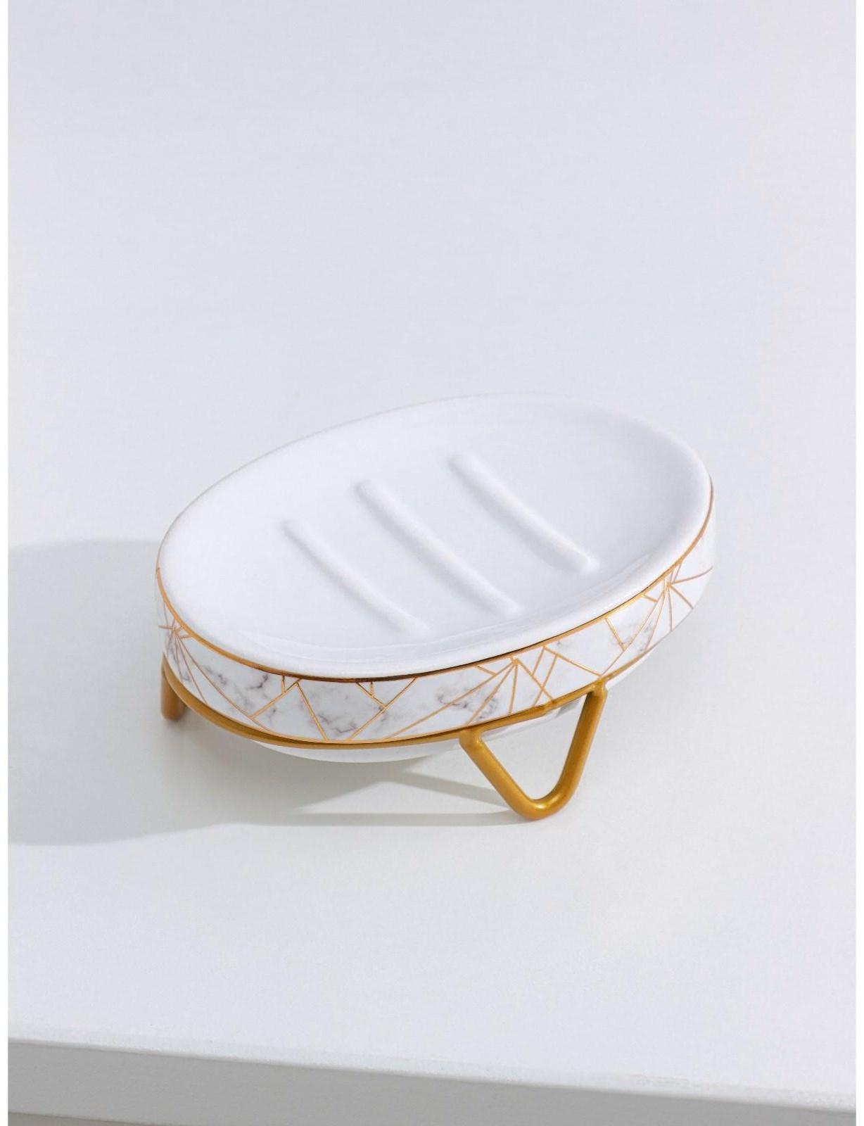 Набор для ванной комнаты Доляна «Геометрика», 3 предмета (мыльница, дозатор для мыла 290 мл, стакан), цвет белый