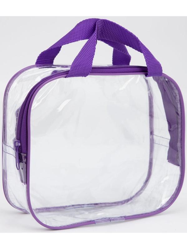 Косметичка на молнии, цвет прозрачный/фиолетовый