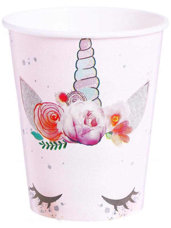 Набор бумажной посуды «Единорог Мордочка», 6 тарелок, 6 стаканов