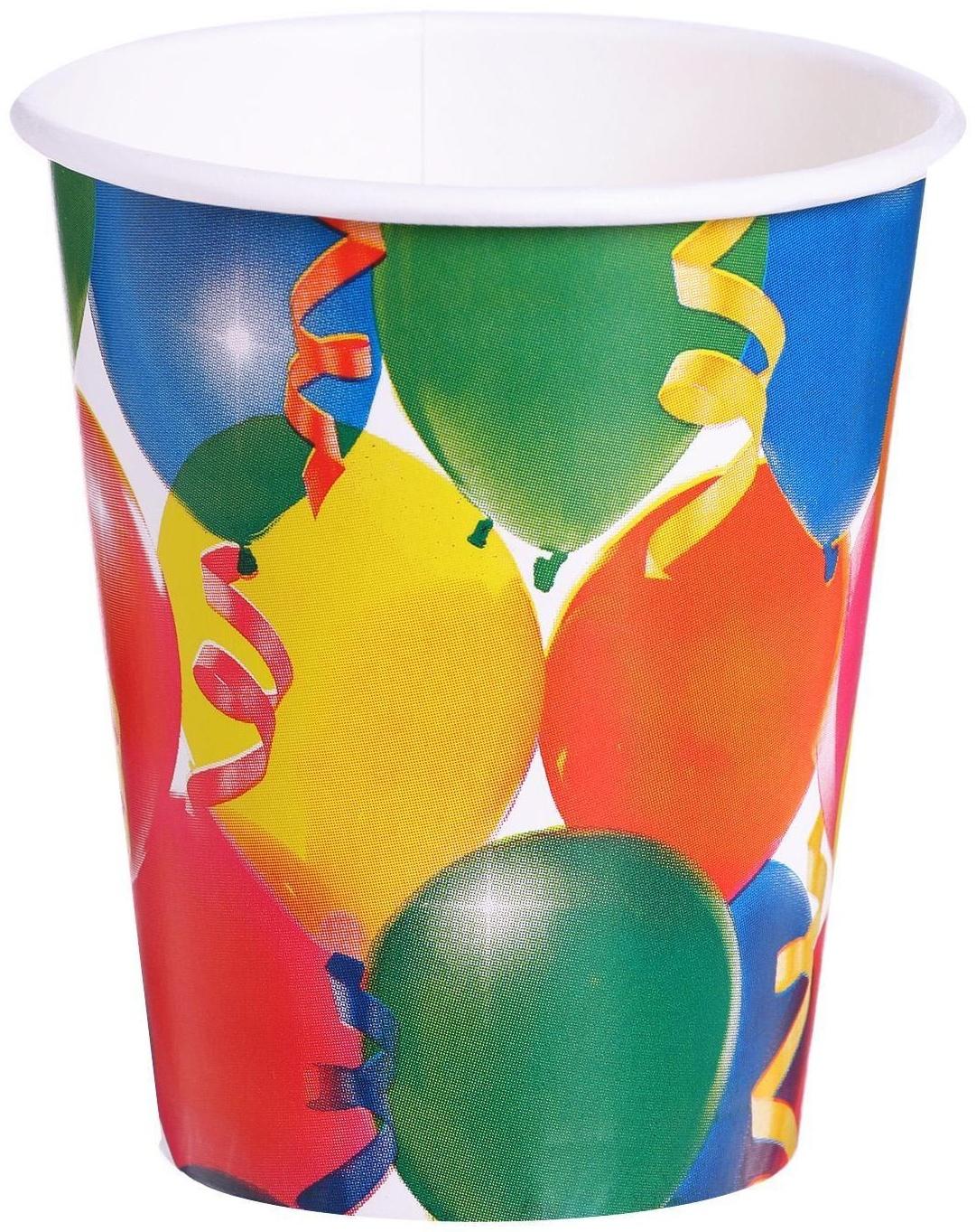 Набор бумажной посуды «Праздник», воздушные шары и серпантин, 6 стаканов, 6 тарелок