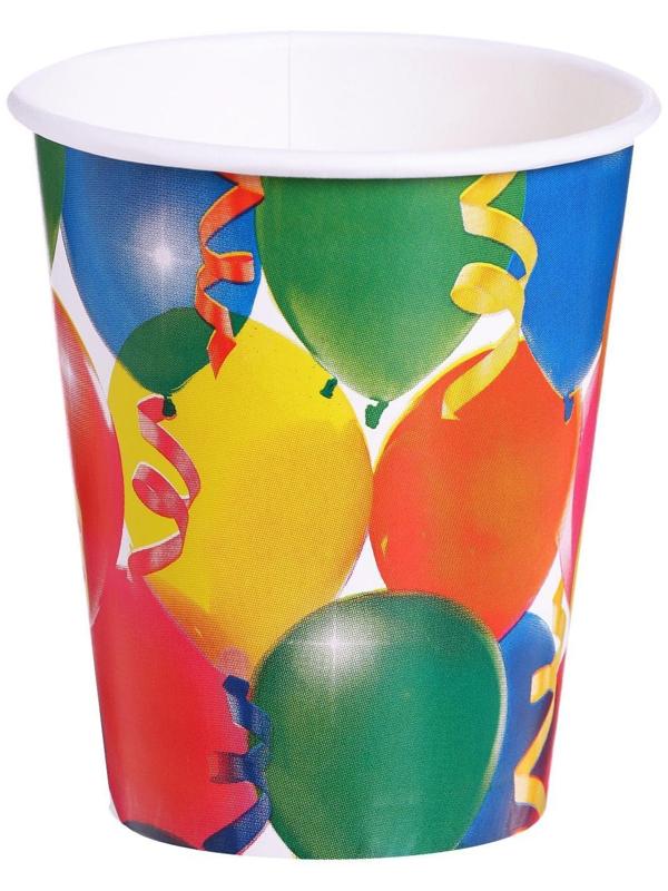 Набор бумажной посуды «Праздник», воздушные шары и серпантин, 6 стаканов, 6 тарелок