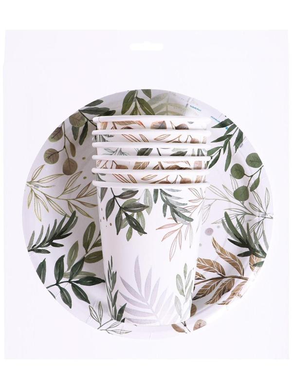 Набор бумажной посуды «Природа», 6 стаканов, 6 тарелок