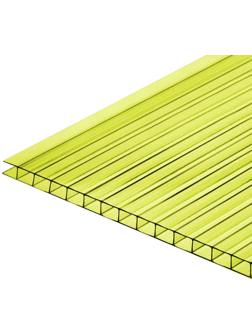 Сотовый поликарбонат, 4 мм, 2.1 × 6 м, УФ, жёлтый