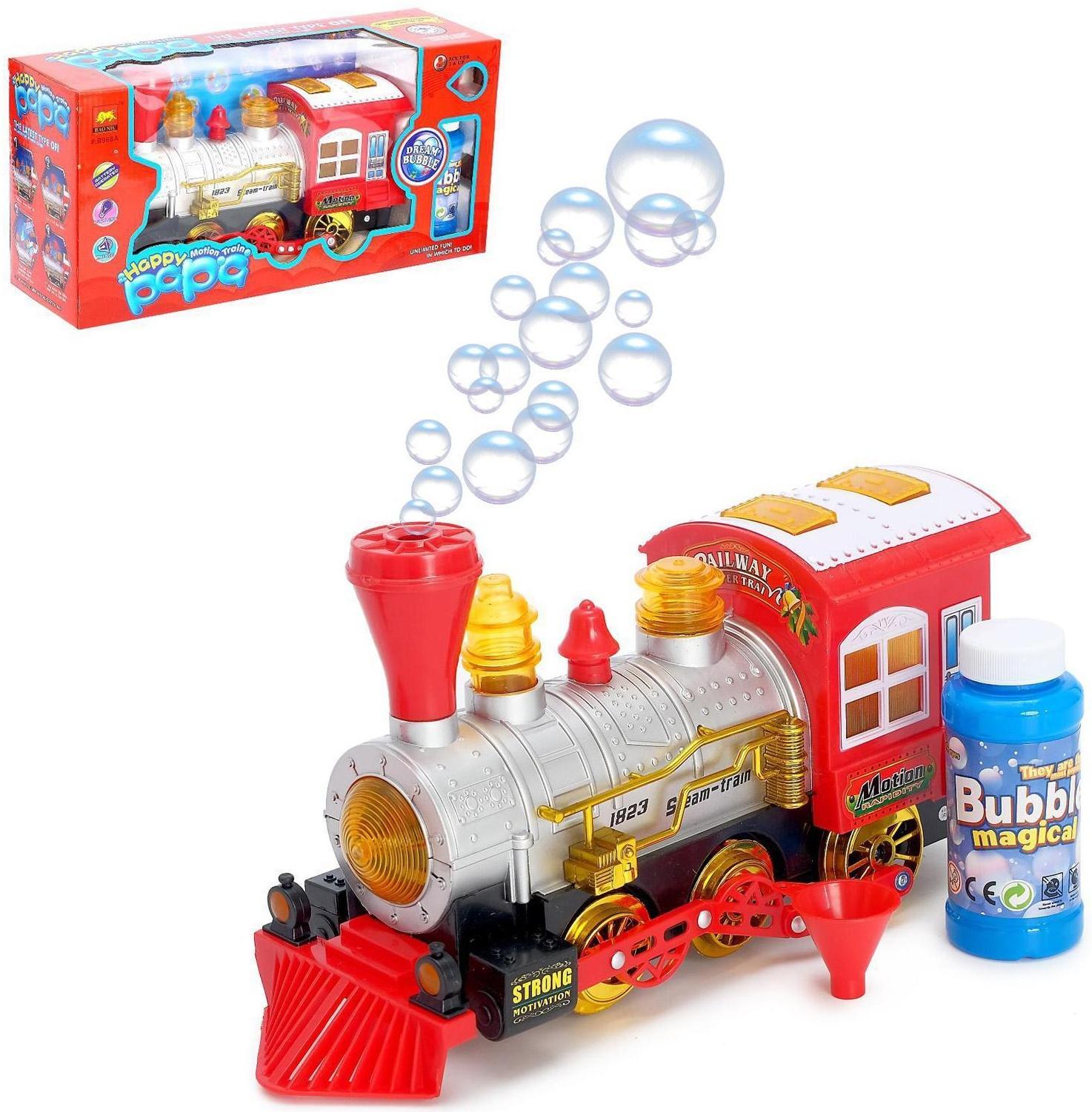 Паровоз «Классический» с мыльными пузырями, работает от батареек, свет и звук