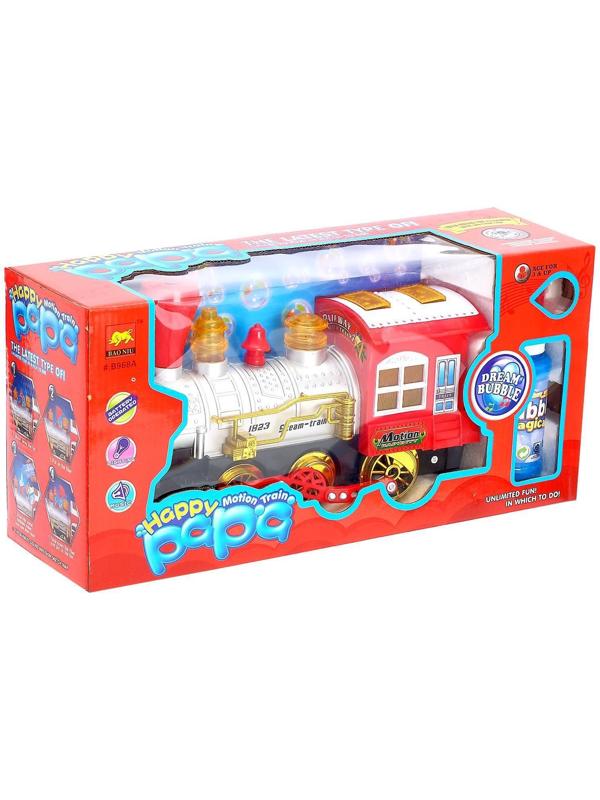 Паровоз «Классический» с мыльными пузырями, работает от батареек, свет и звук