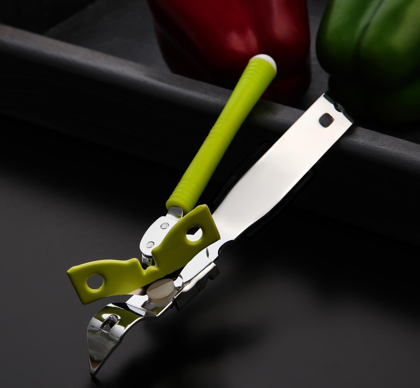 Нож консервный Доляна «Оригинал», 16 см, цвет зелёный