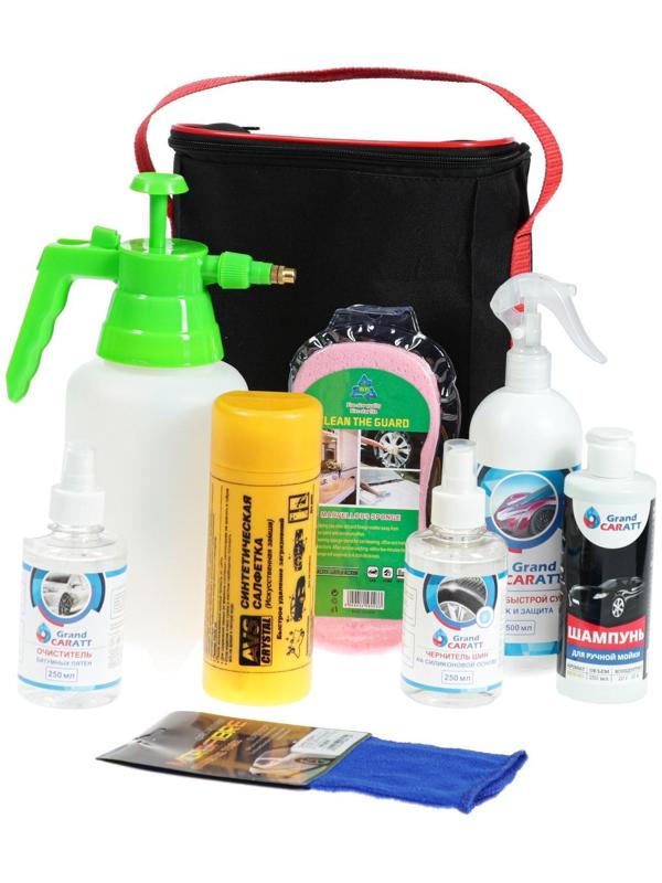 Подарочный набор для ухода и мойки авто Grand Caratt, в сумке, 8 предметов