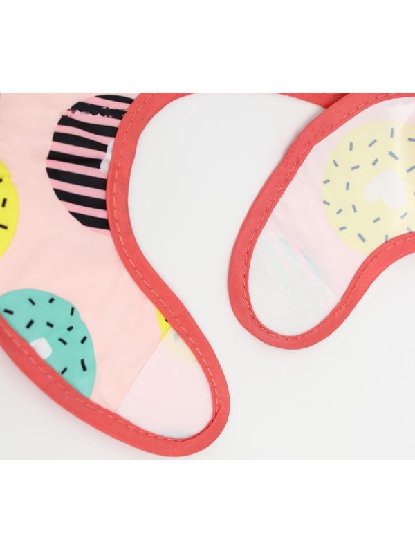 Нагрудник для кормления «Пончики» непромокаемый на липучке, с карманом