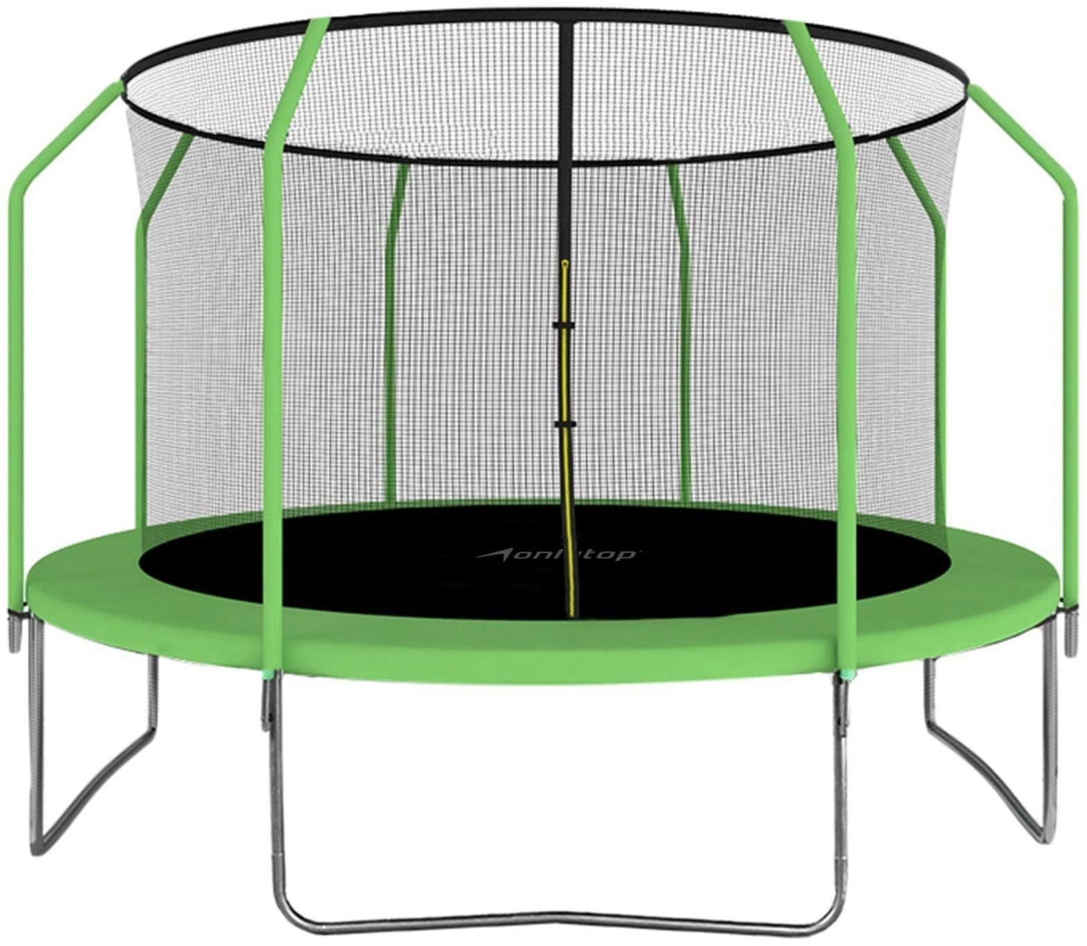 Батут ONLITOP, d=366 см, с сеткой высотой 173 см + лестница, цвет зелёный