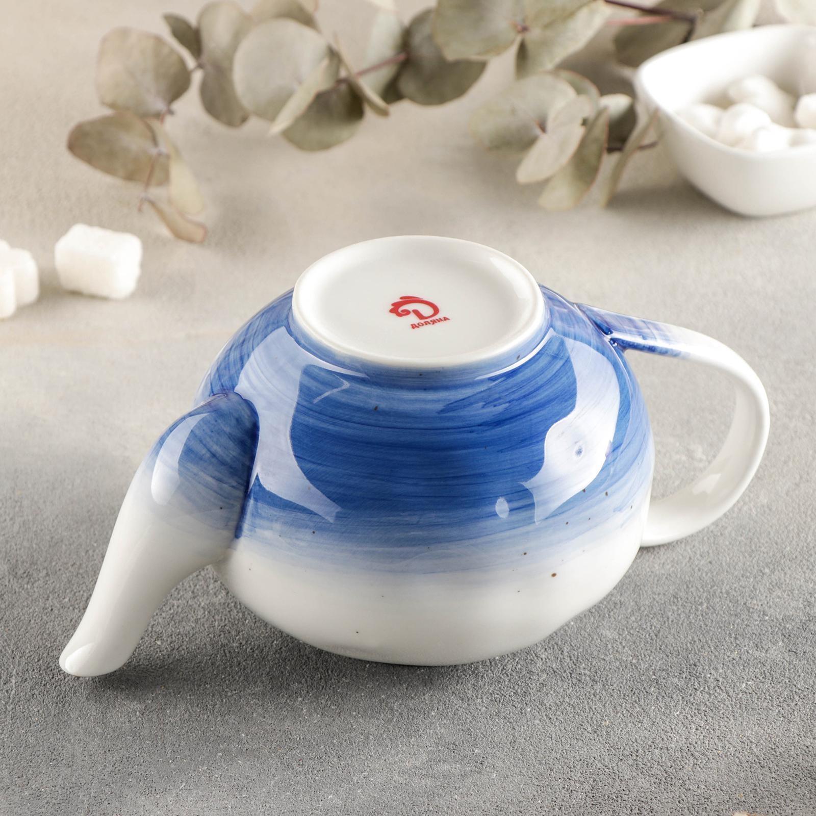 Чайник керамический заварочный Доляна «Космос», 600 мл, цвет синий