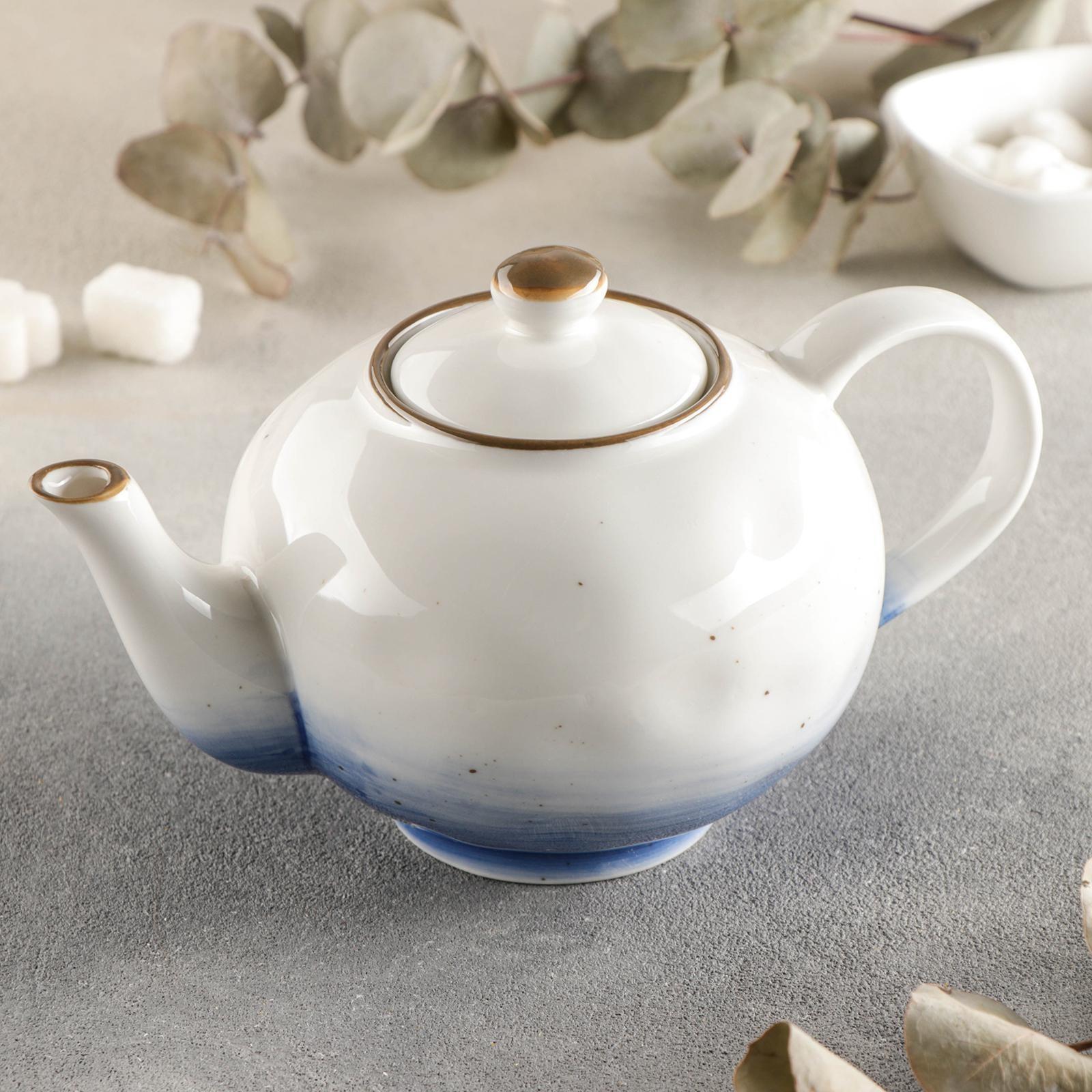 Чайник керамический заварочный Доляна «Космос», 600 мл, цвет синий