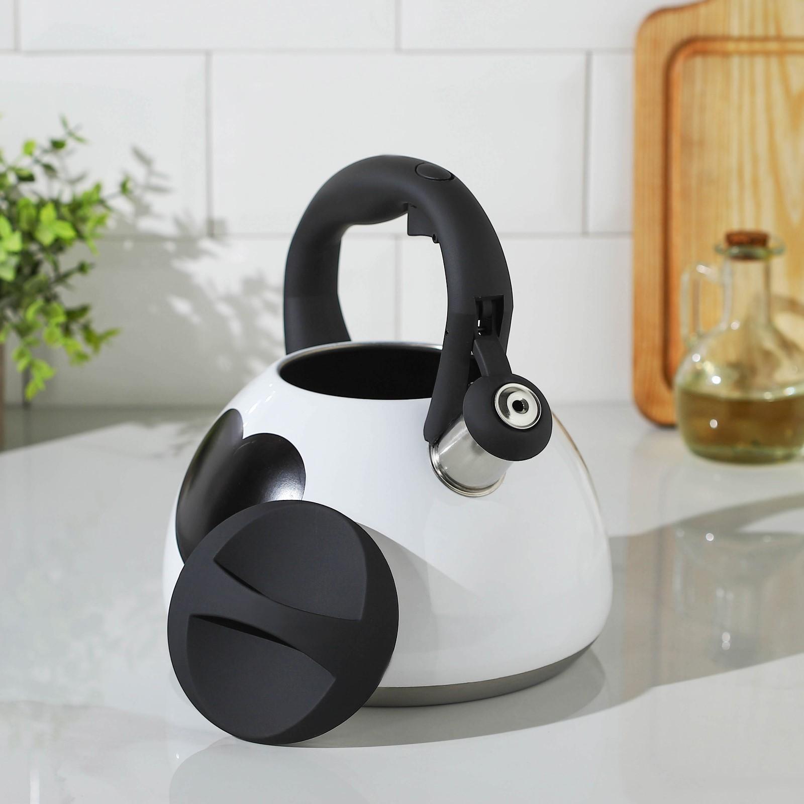 Чайник со свистком из нержавеющей стали Доляна «Сердце», 3 л, с индикатором нагрева