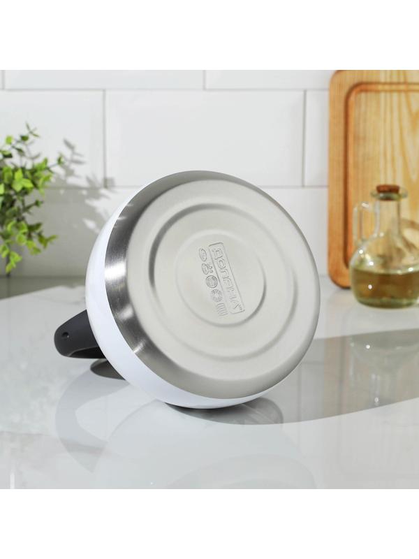 Чайник со свистком из нержавеющей стали Доляна «Сердце», 3 л, с индикатором нагрева