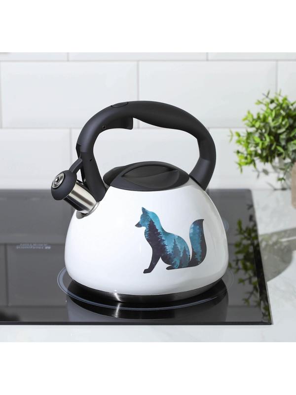 Чайник со свистком из нержавеющей стали Доляна «Лиса», 3 л, с индикатором нагрева