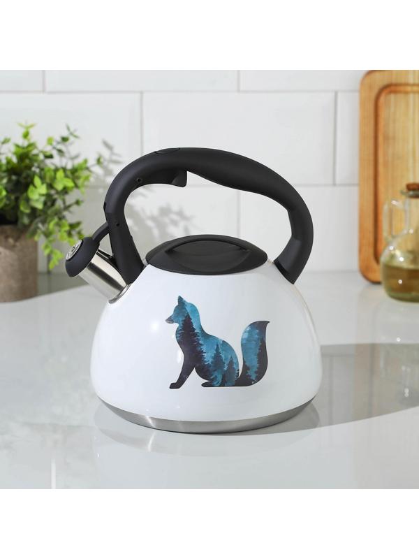 Чайник со свистком из нержавеющей стали Доляна «Лиса», 3 л, с индикатором нагрева