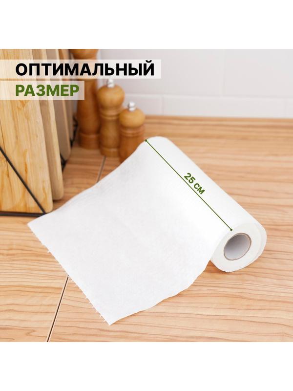 Салфетки универсальные в рулоне Доляна, нетканые, из целлюлозы и полиэстера, 50 шт, 25×25 см, цвет белый