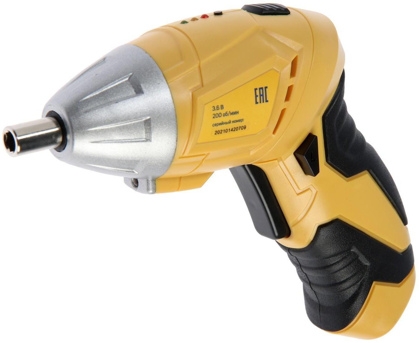 Отвертка ТУНДРА, двухпозиционная рукоятка, подсветка, Li-ion 1300 mAh, 200 об/мин, 3.5 Н*м