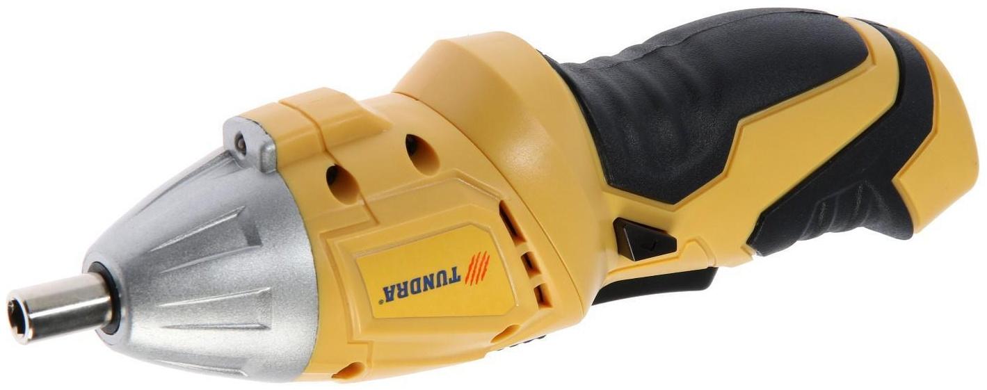 Отвертка ТУНДРА, двухпозиционная рукоятка, подсветка, Li-ion 1300 mAh, 200 об/мин, 3.5 Н*м