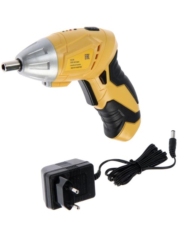 Отвертка ТУНДРА, двухпозиционная рукоятка, подсветка, Li-ion 1300 mAh, 200 об/мин, 3.5 Н*м